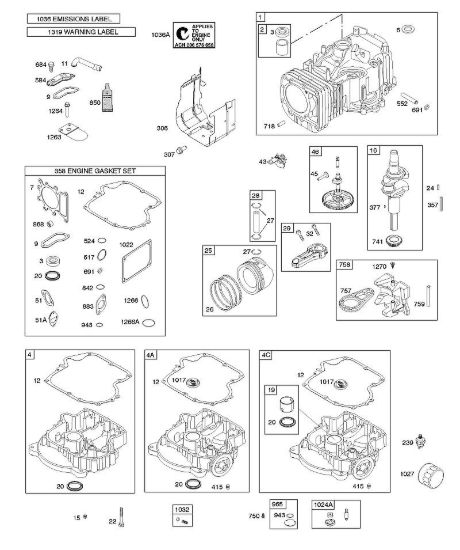 C - Albero a camme, albero motore, cilindro, coppa motore, set guarnizione - motore, lubrificazione, pistone, segmento pistone, biella, coppa, targhetta di indicazione pericolo B&S - 31 €¦ 31G777-0300-B1 brand Stihl